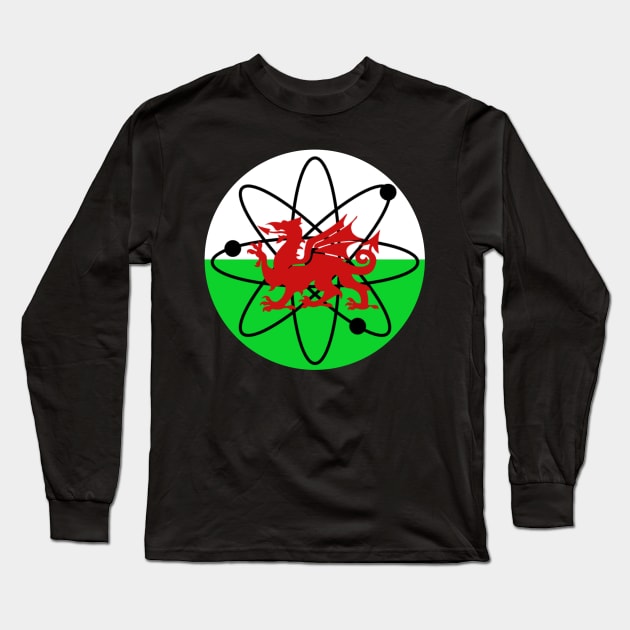 Welsh Flag Atomic Dragon Long Sleeve T-Shirt by Celtic Morrigan